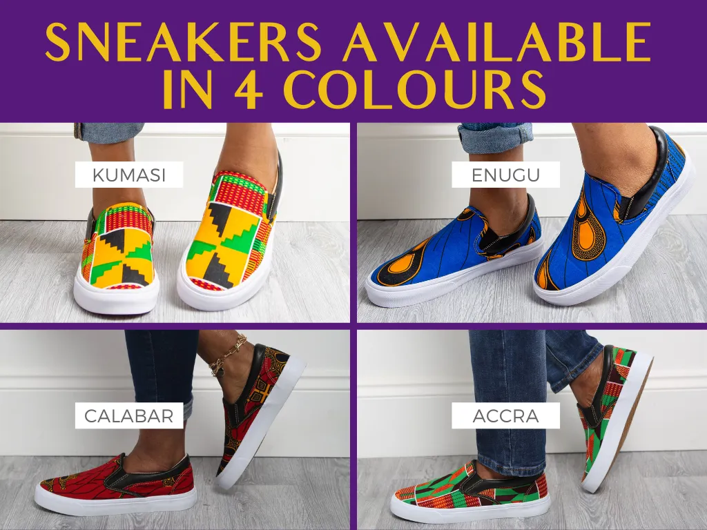 African Print Sneaker Shoes Light Weight Slip-on Trainer - KUMASI