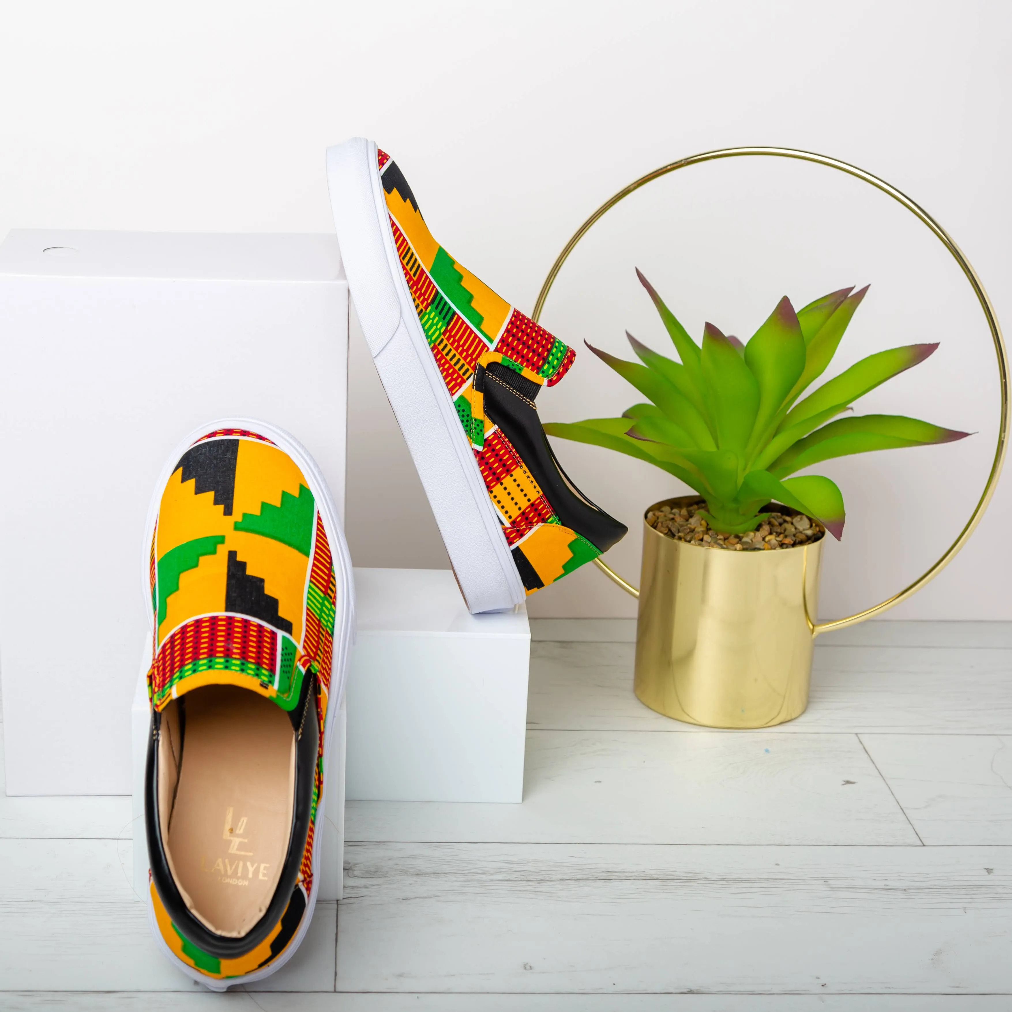 African Print Sneaker Shoes Light Weight Slip-on Trainer - KUMASI