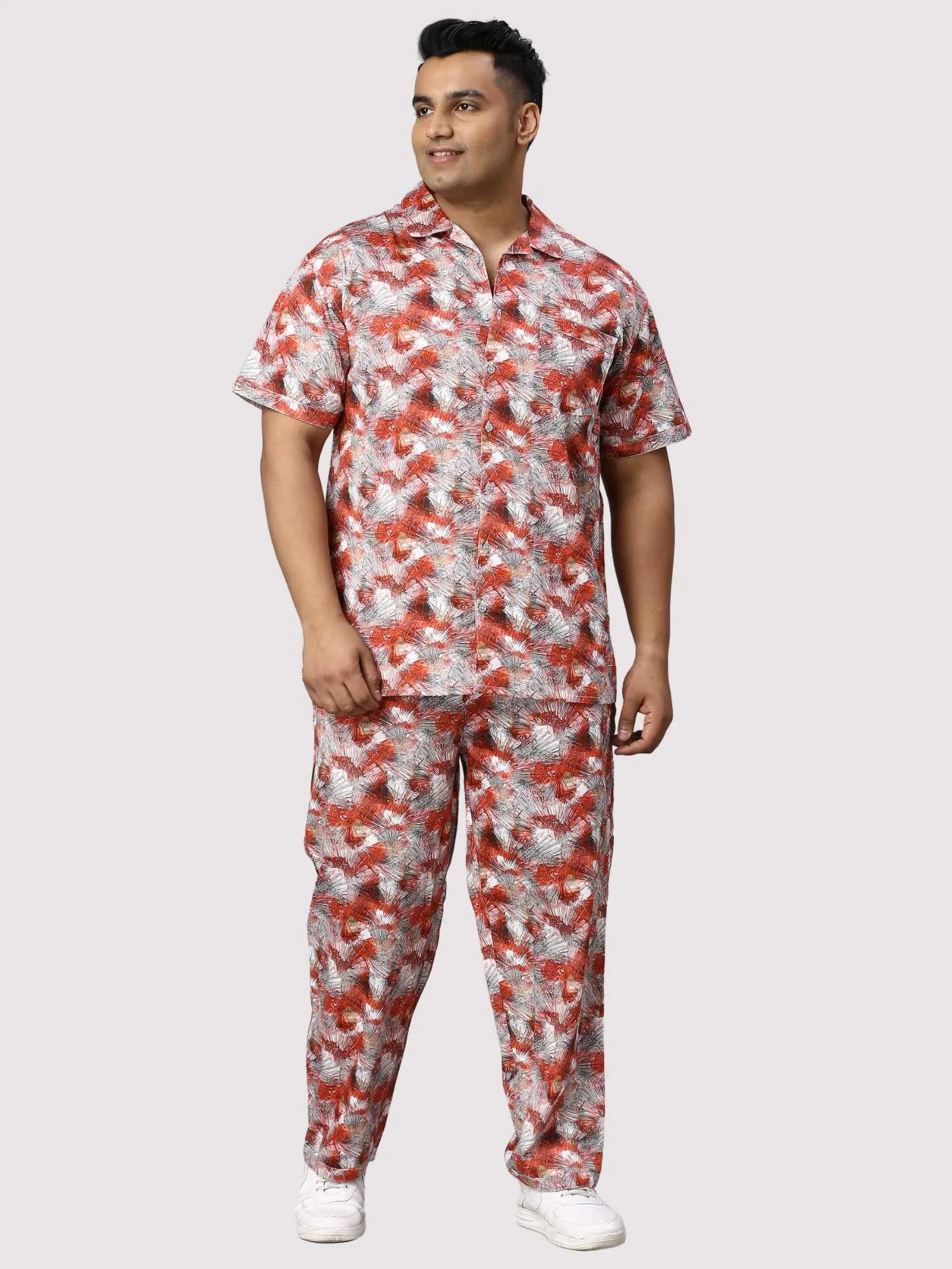 Apple Blossom Digital Printed Full Co-Ords Men's Plus Size