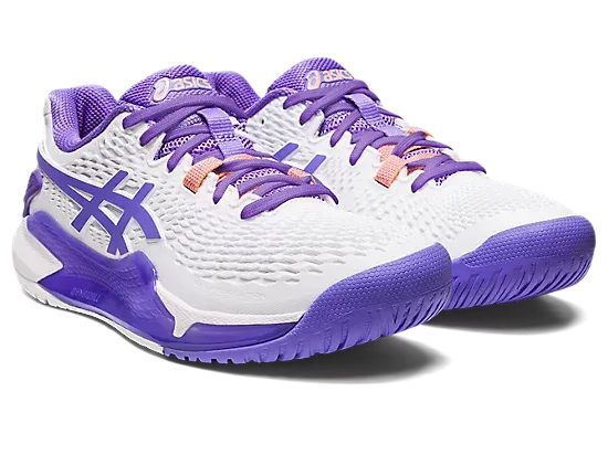 Asics Gel Resolution 9 Women's Wide Tennis Shoes White-Amethyst