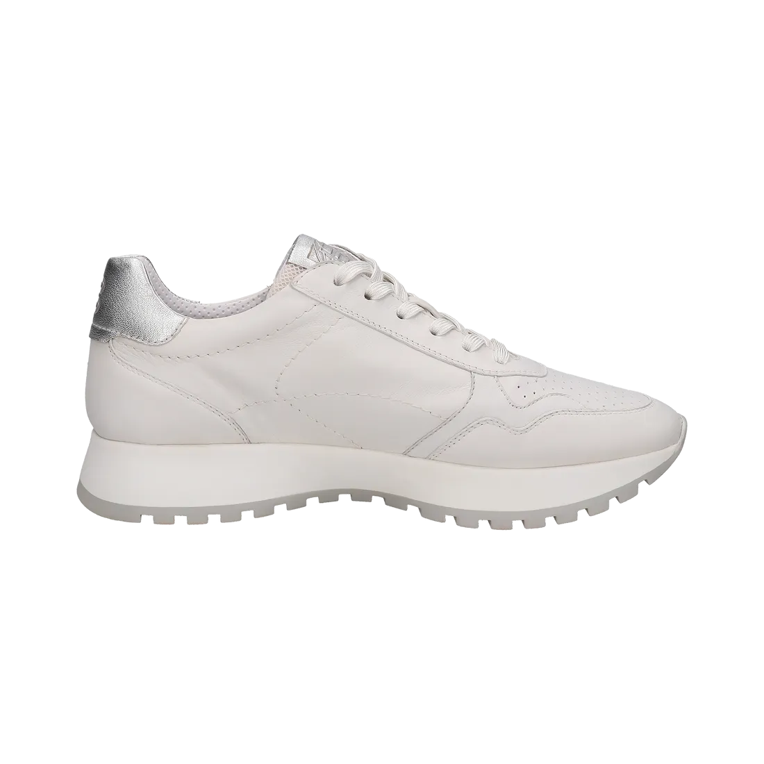 BAGATT Leather White/Silver Trim Trainer