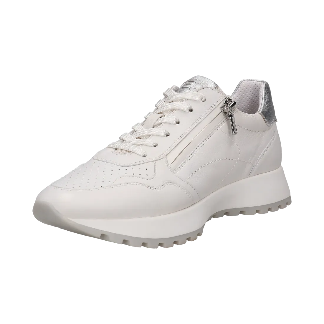 BAGATT Leather White/Silver Trim Trainer