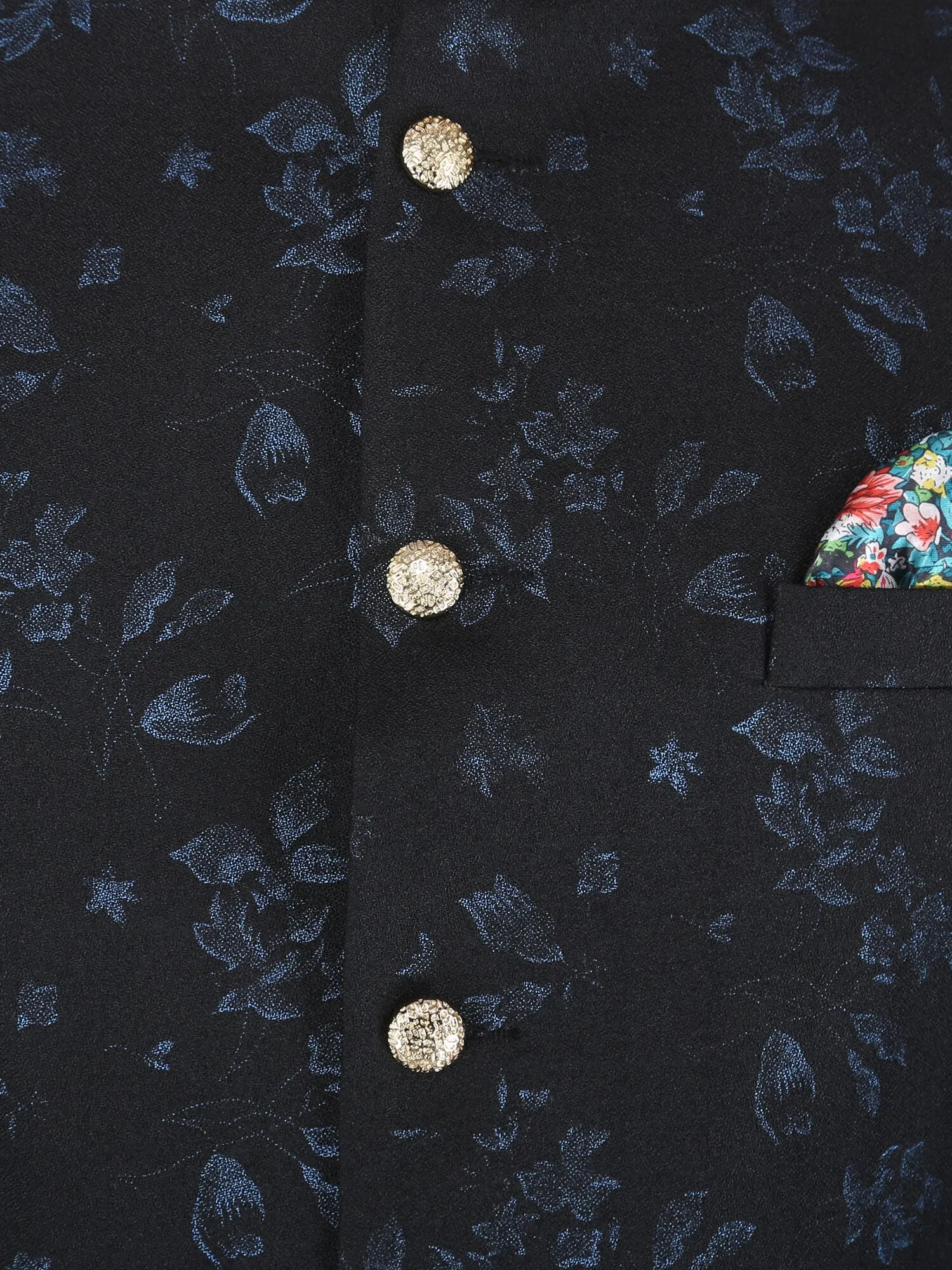 Black Blue Flower Ethnic Jacket