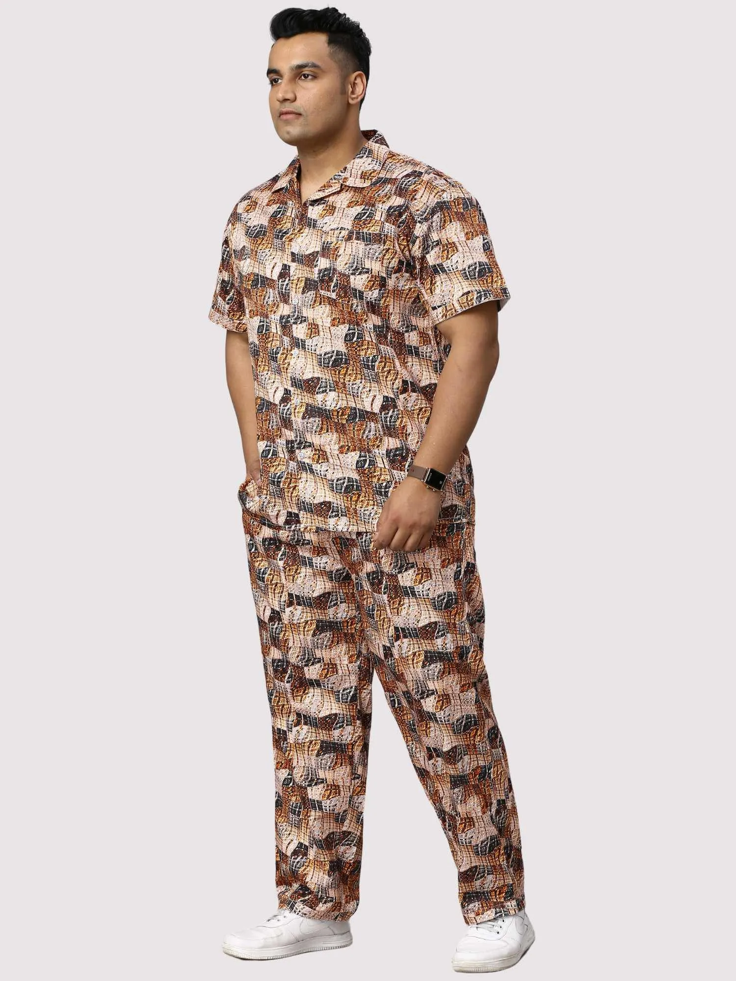 Brass Waves Men Digital Printed Full Co-Ords Men's Plus Size