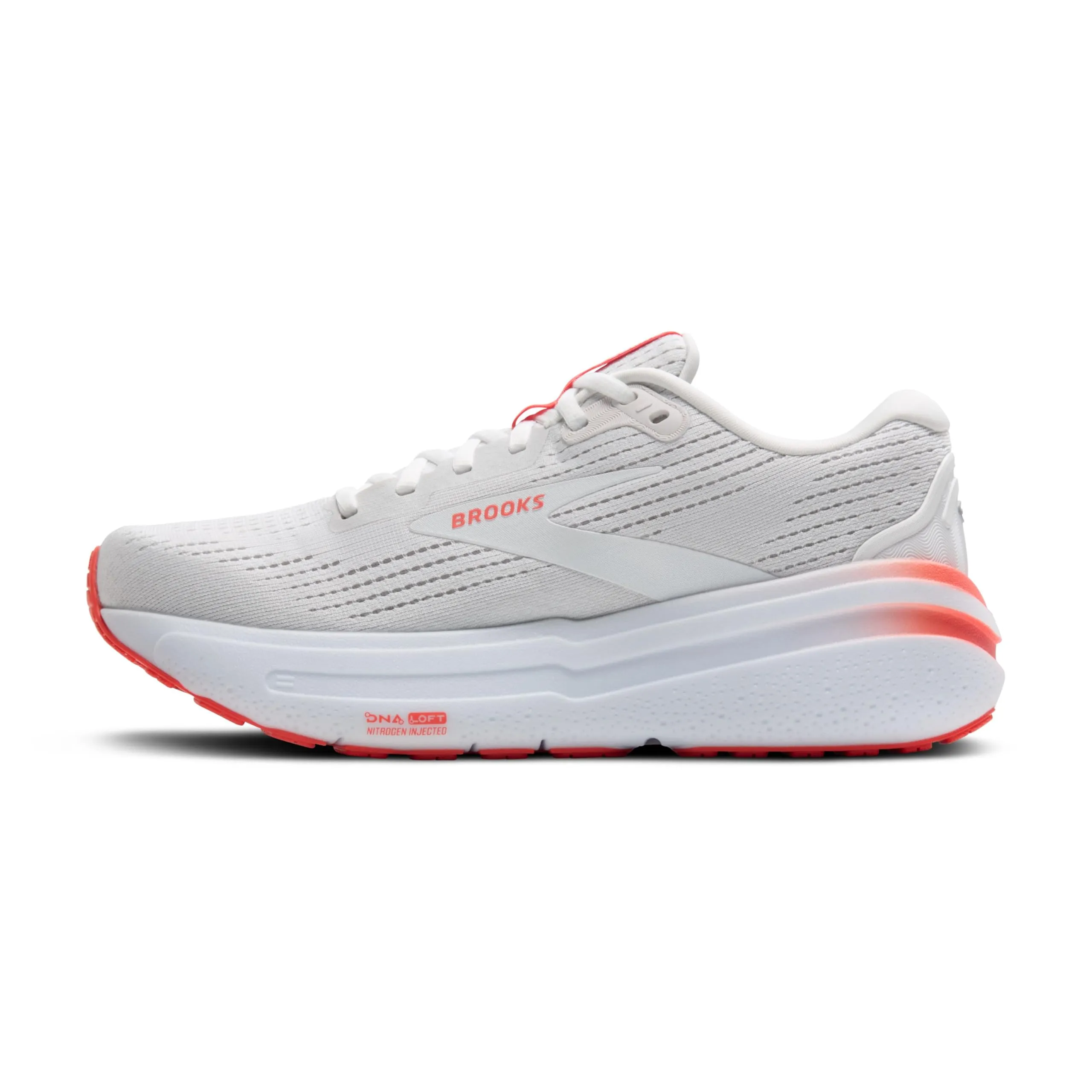 Brooks Women’s Ghost Max 2 Neutral Running & Walking Shoe - White/Hot Coral - 5 Medium