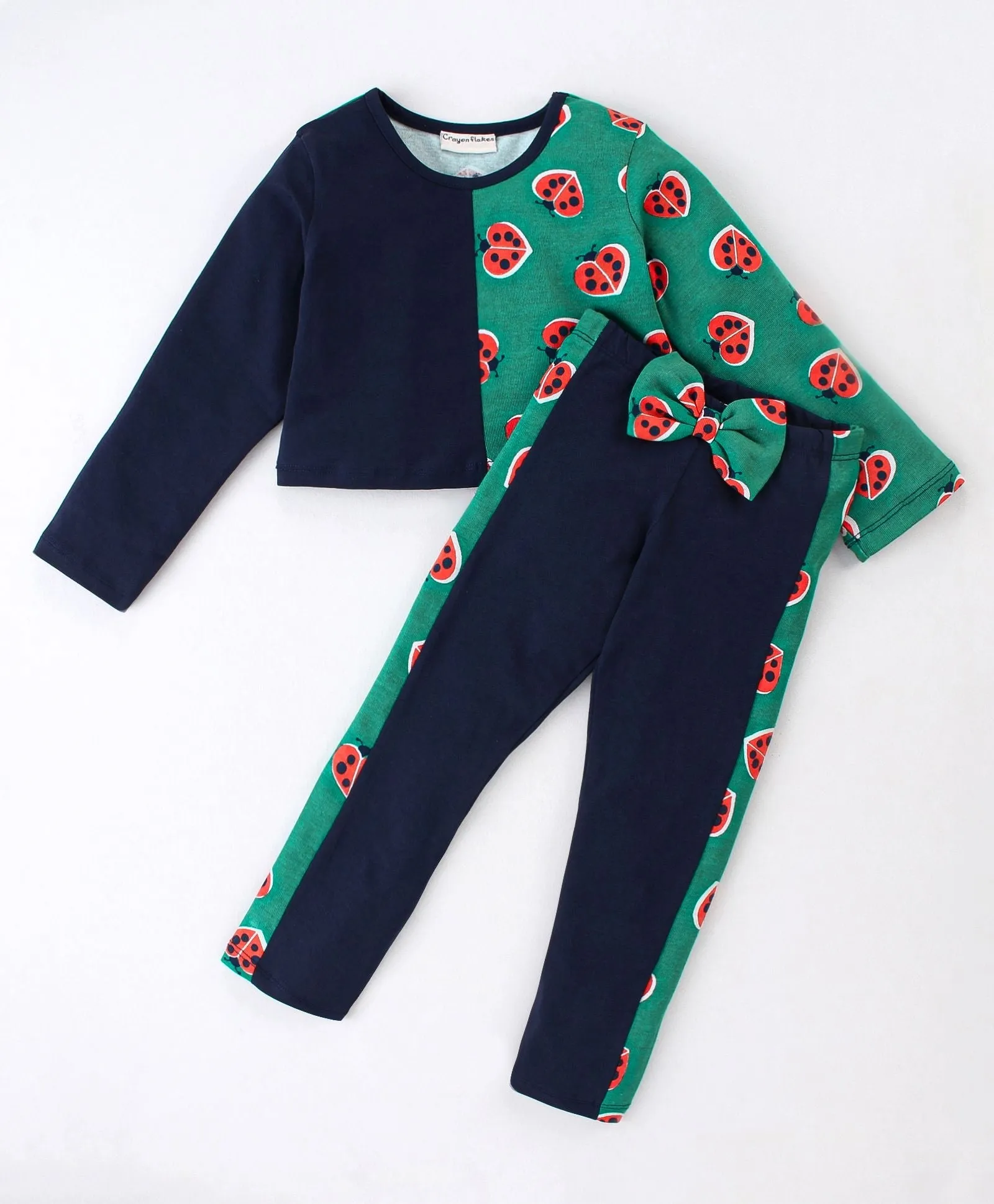 Bug Printed Color Block Top Leggings Set