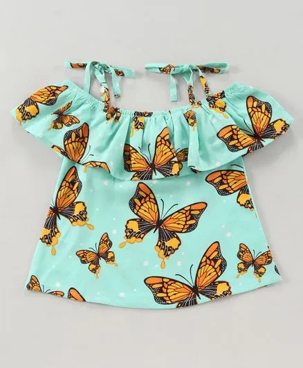 Butterfly Strap Cold Shoulder Top Short Set