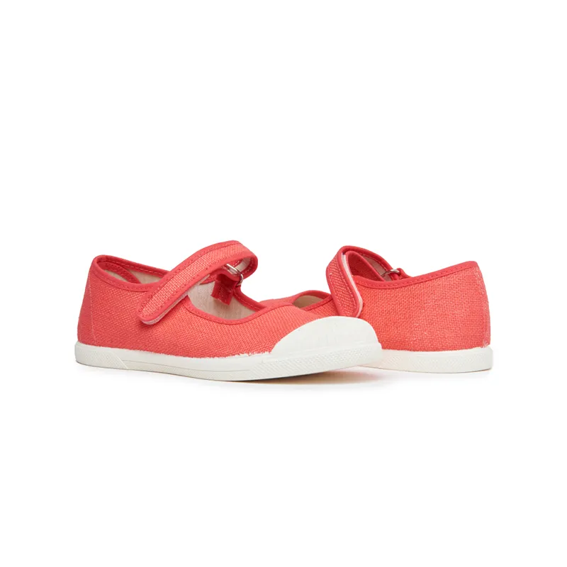 Canvas Mary Jane Captoe Sneakers in Coral by childrenchic