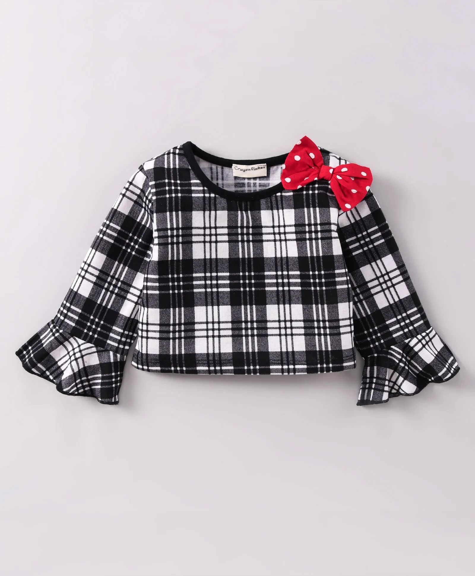 Checkered Frill Top Polka Palazzo Set