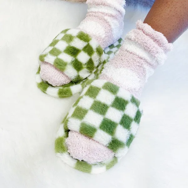 Cozy Checker Lounge Slippers