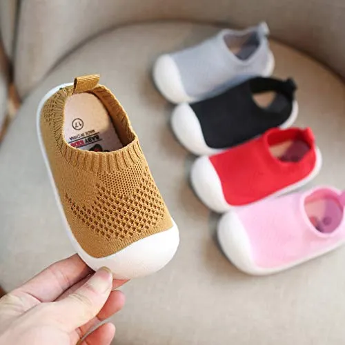 DEBAIJIA Baby First-Walking Shoes 1-4 Years Kid Shoes Trainers Toddler Infant Boys Girls Soft Sole Non Slip Mesh Breathable Lightweight TPR Material Slip-on Sneakers Outdoor