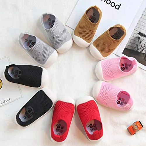 DEBAIJIA Baby First-Walking Shoes 1-4 Years Kid Shoes Trainers Toddler Infant Boys Girls Soft Sole Non Slip Mesh Breathable Lightweight TPR Material Slip-on Sneakers Outdoor