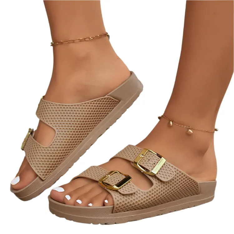 Double Buckle Open Toe Sandals