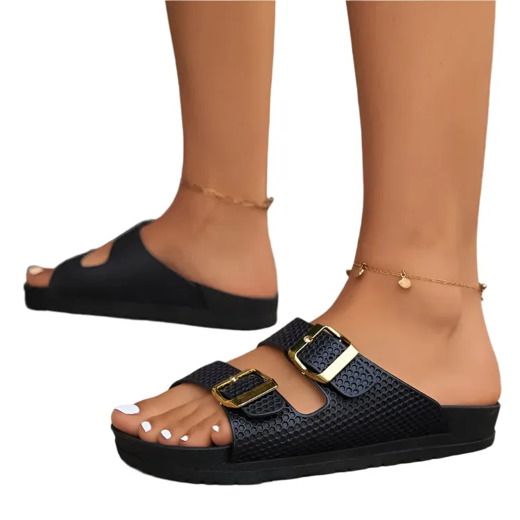 Double Buckle Open Toe Sandals