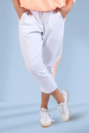 Elm Brunch Pants Side Tape White Neon Orange Tape