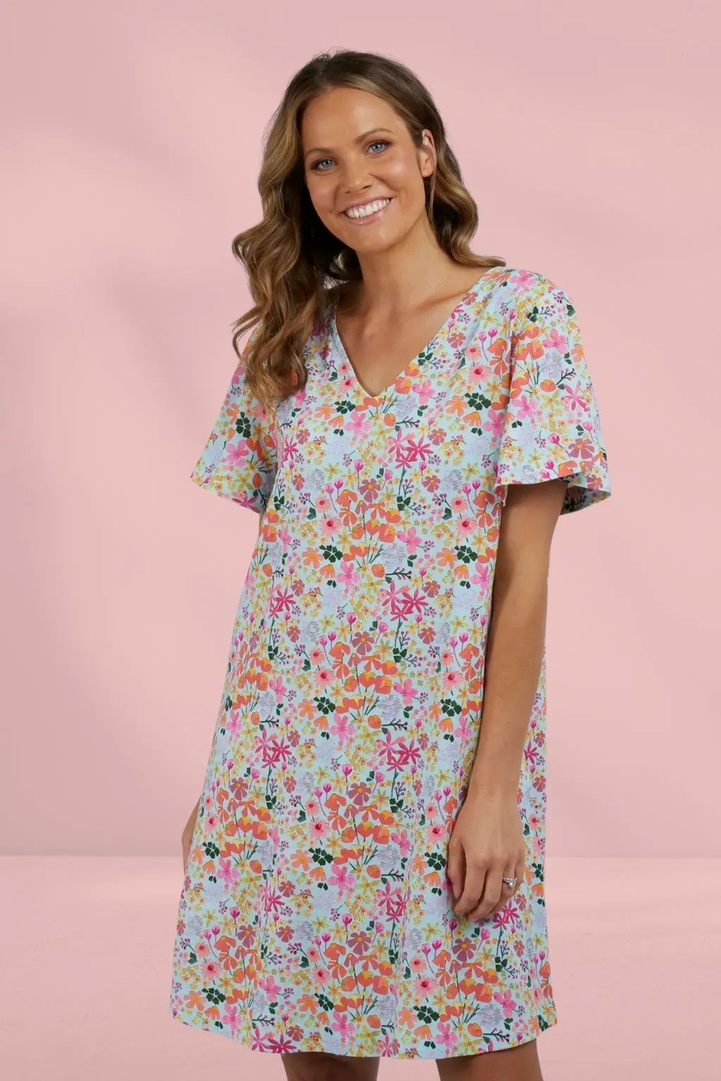 Elm Laura Dress Opal Blue Floral Print