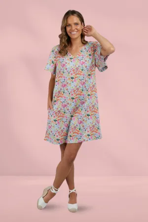 Elm Laura Dress Opal Blue Floral Print