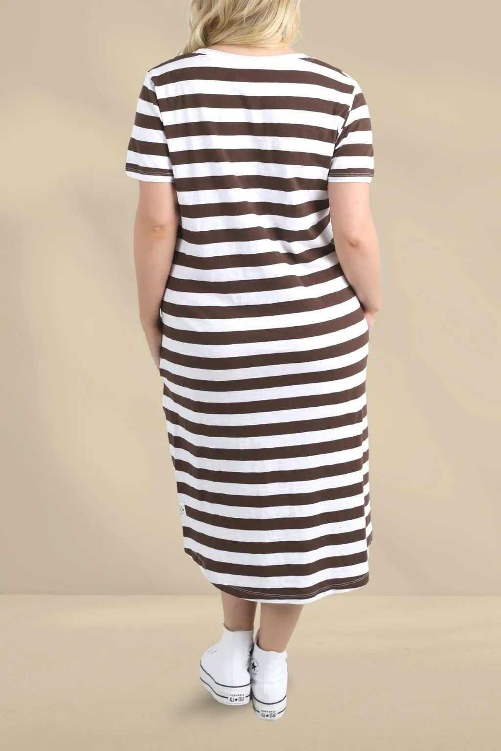 Elm Maeve Midi Dress Stripe Chocolate