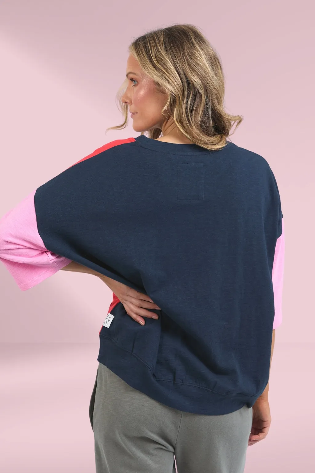 Elm Maizie Colour Block Sweat Bittersweet Strawberry Pink Navy