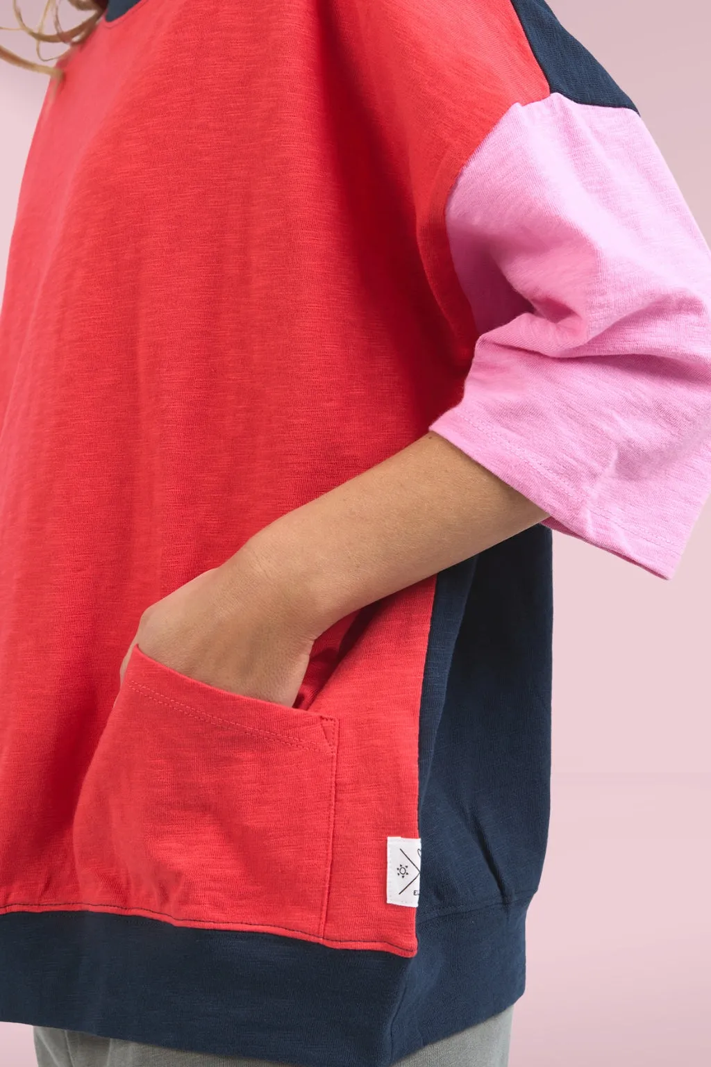 Elm Maizie Colour Block Sweat Bittersweet Strawberry Pink Navy