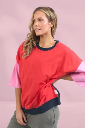 Elm Maizie Colour Block Sweat Bittersweet Strawberry Pink Navy