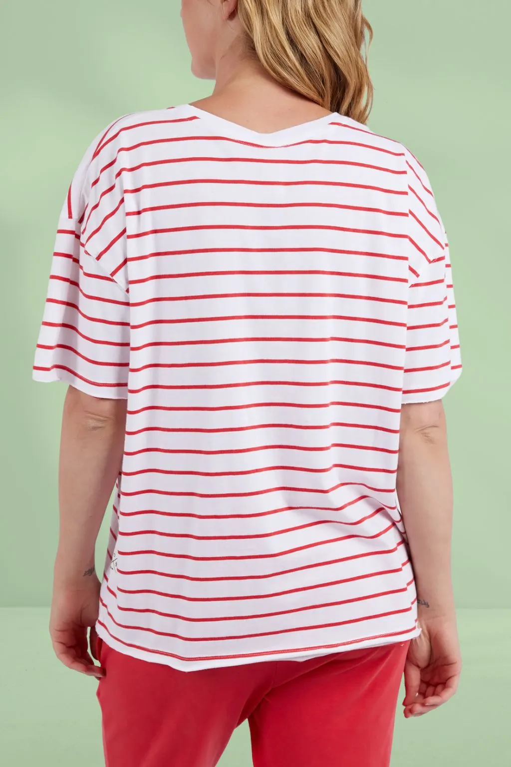 Elm Winona Stripe Short Sleeve Tee Bittersweet Red White