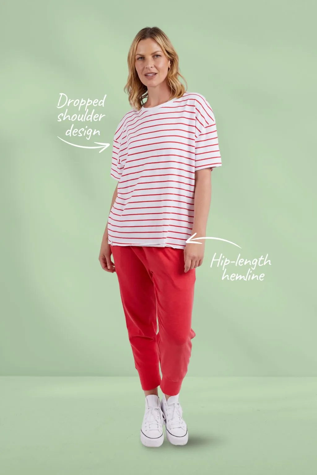 Elm Winona Stripe Short Sleeve Tee Bittersweet Red White