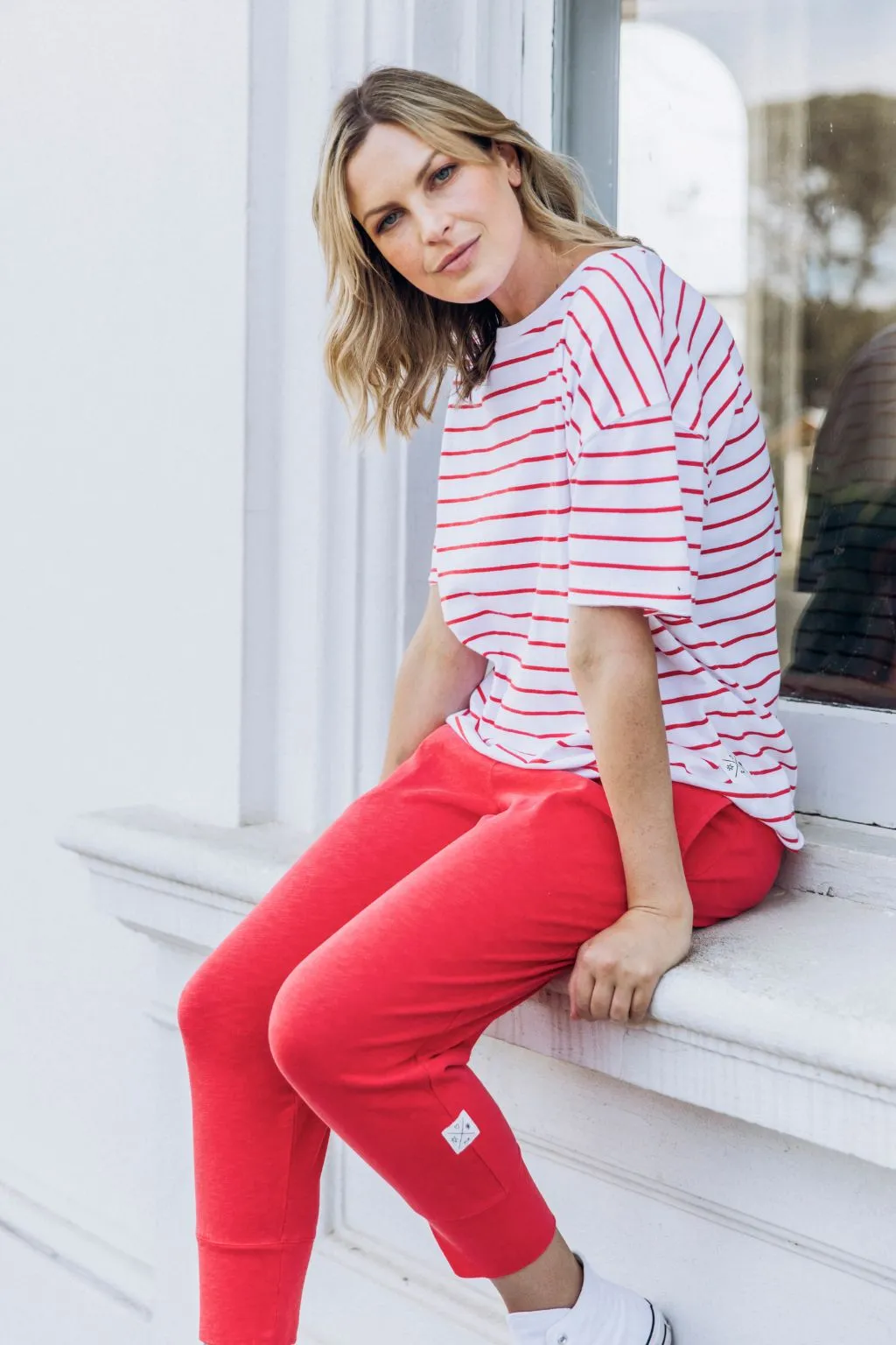 Elm Winona Stripe Short Sleeve Tee Bittersweet Red White