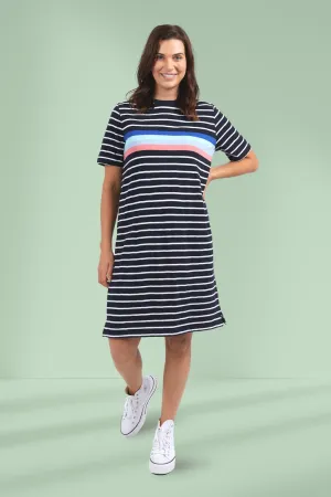 Elm Zena Tee Dress Navy White Stripe