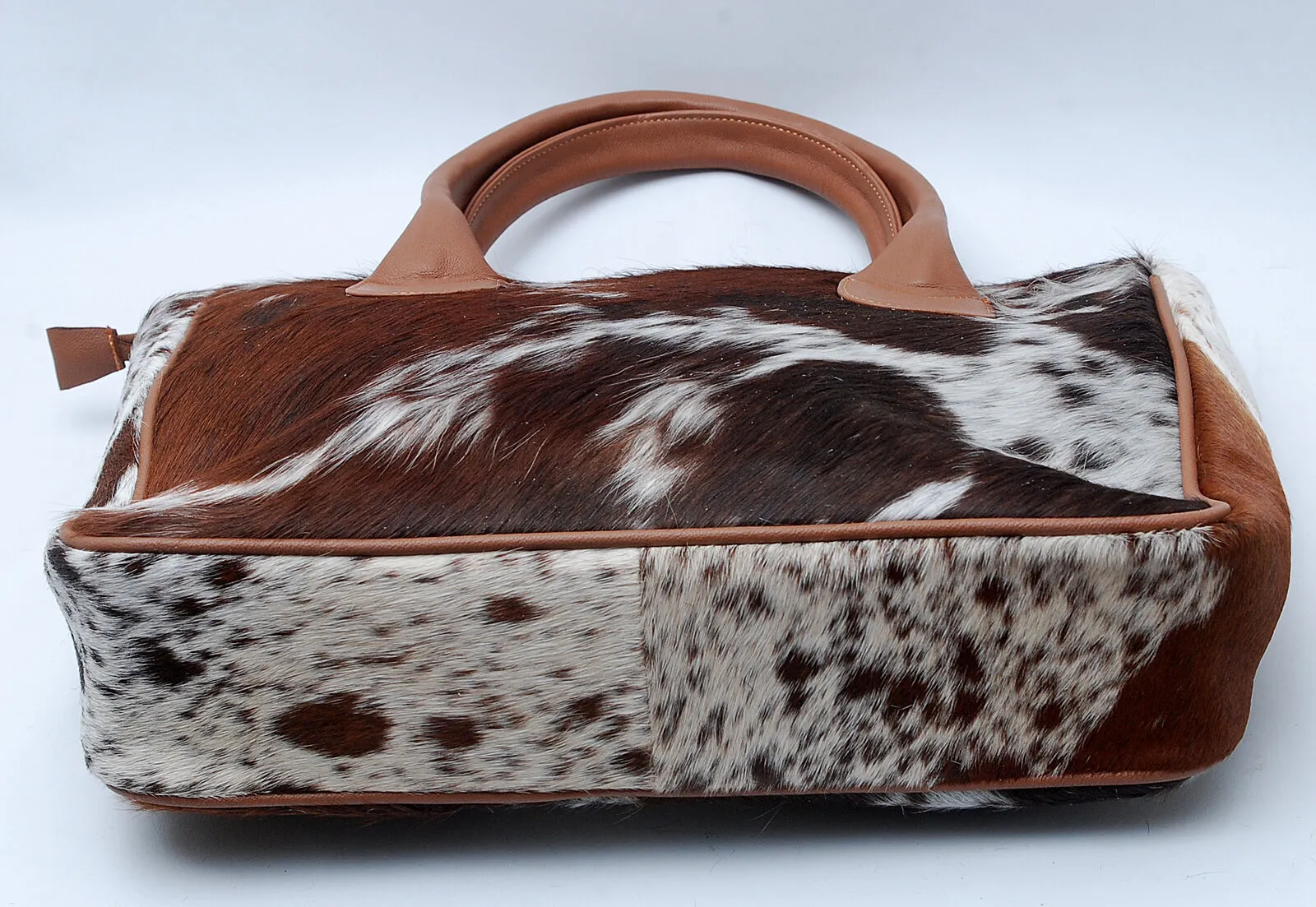 Exotic Brown Tricolor Cowhide Shoulder Purse