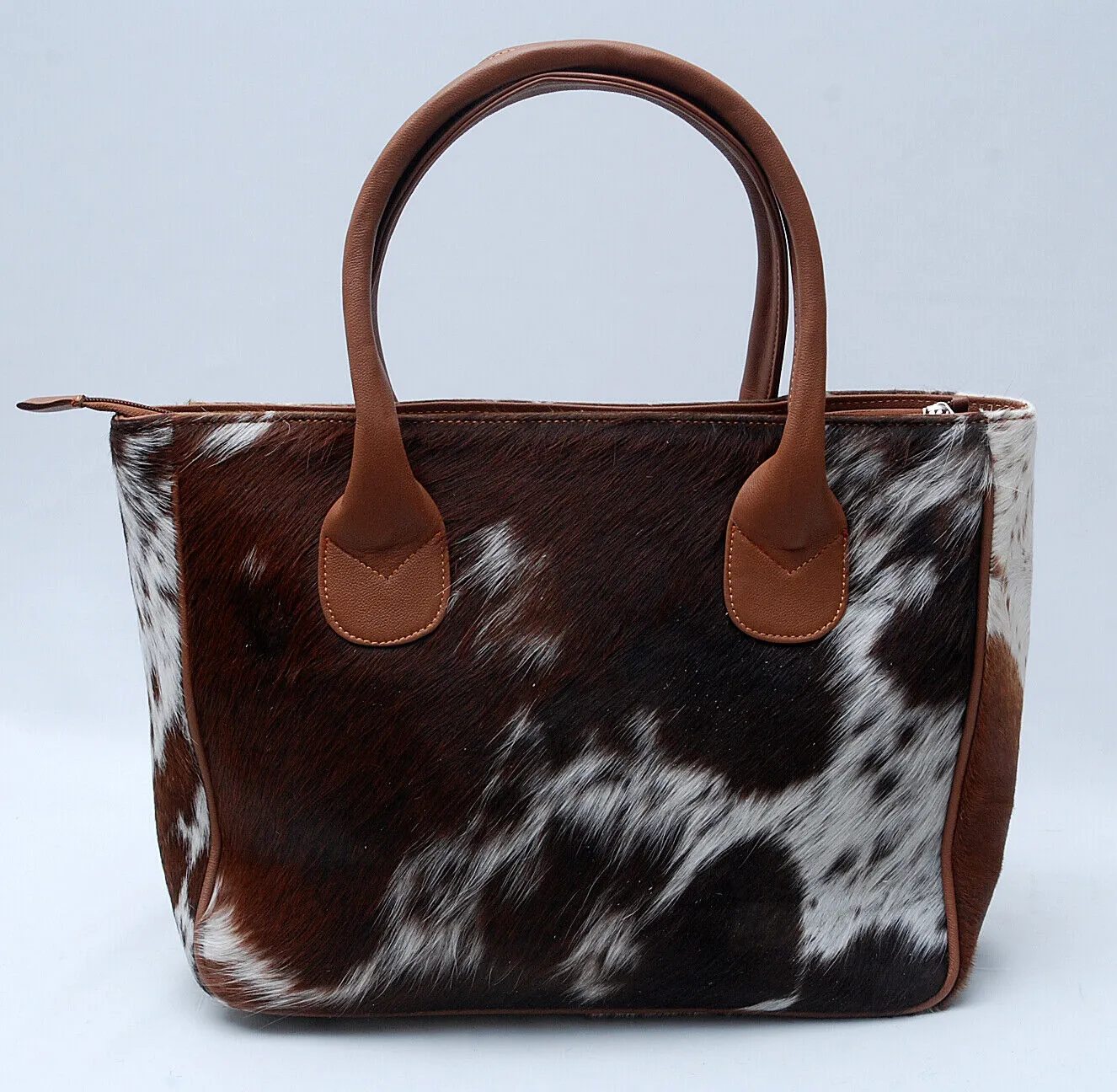 Exotic Brown Tricolor Cowhide Shoulder Purse