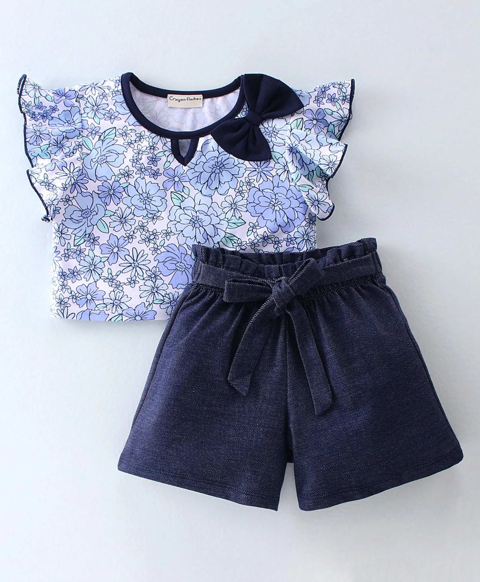 Floral Printed Frilled Top and Short Set