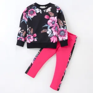 Floral Printed Sweatshirt Leggings Set