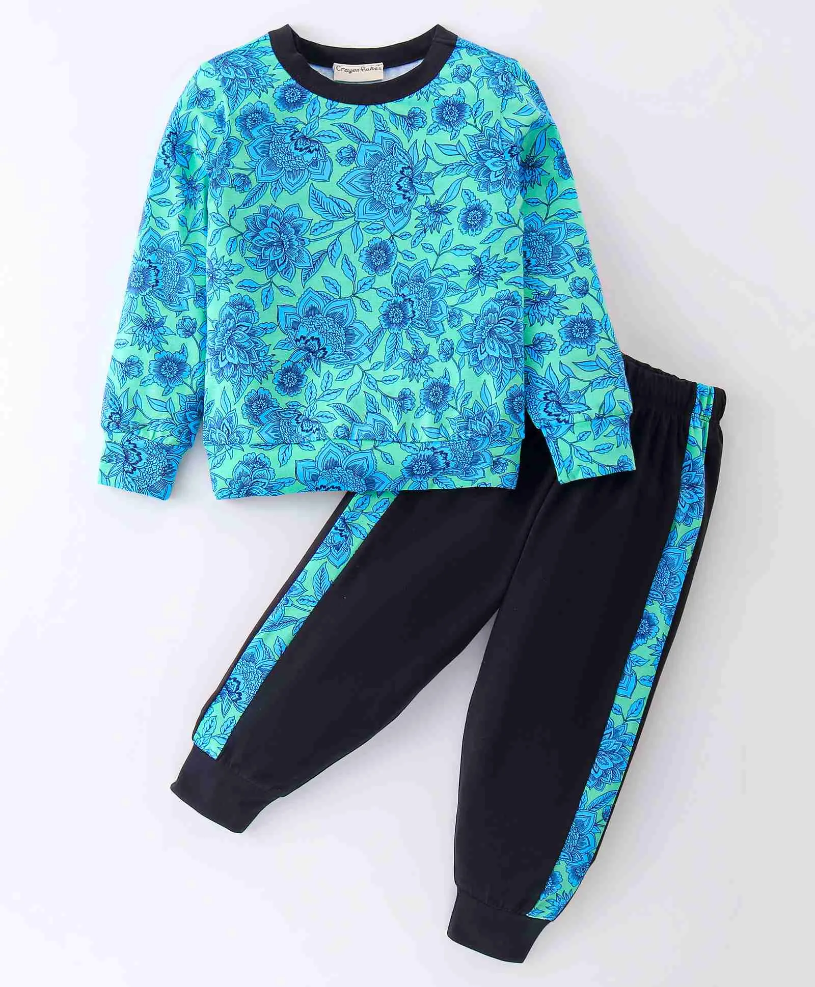 Floral Printed Top with Coordinating Joggers Set