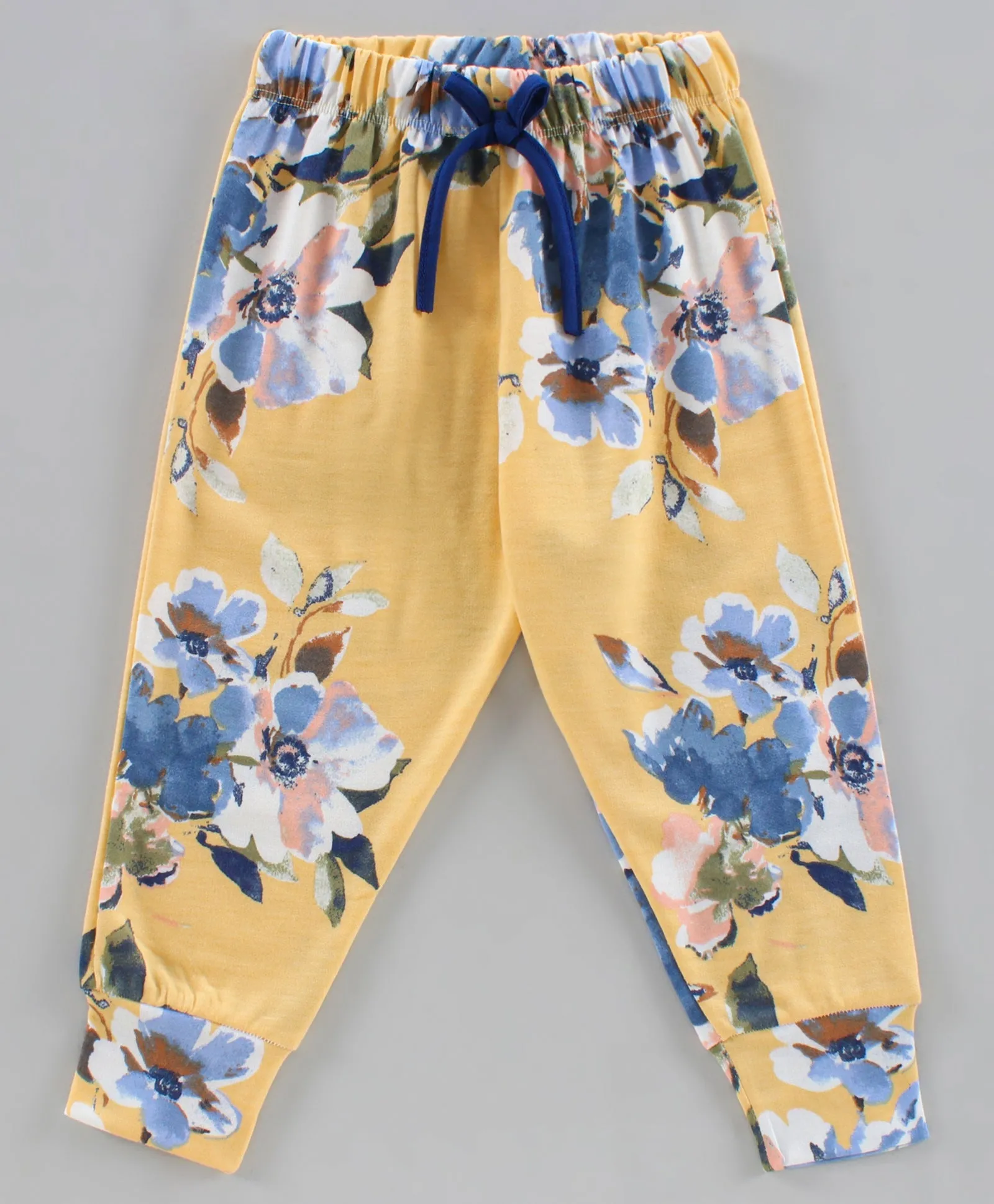 Floral Printed Top with Jogger Set - Yellow