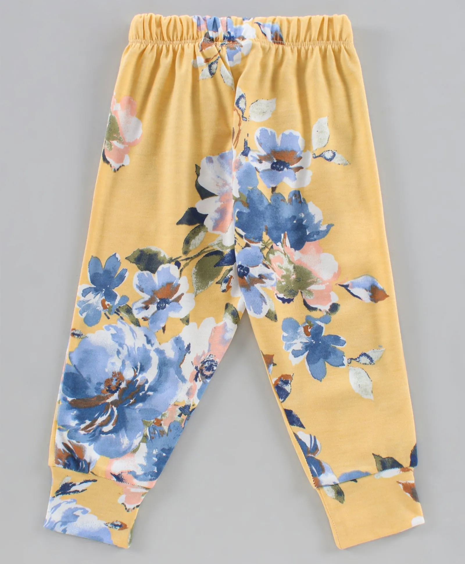 Floral Printed Top with Jogger Set - Yellow