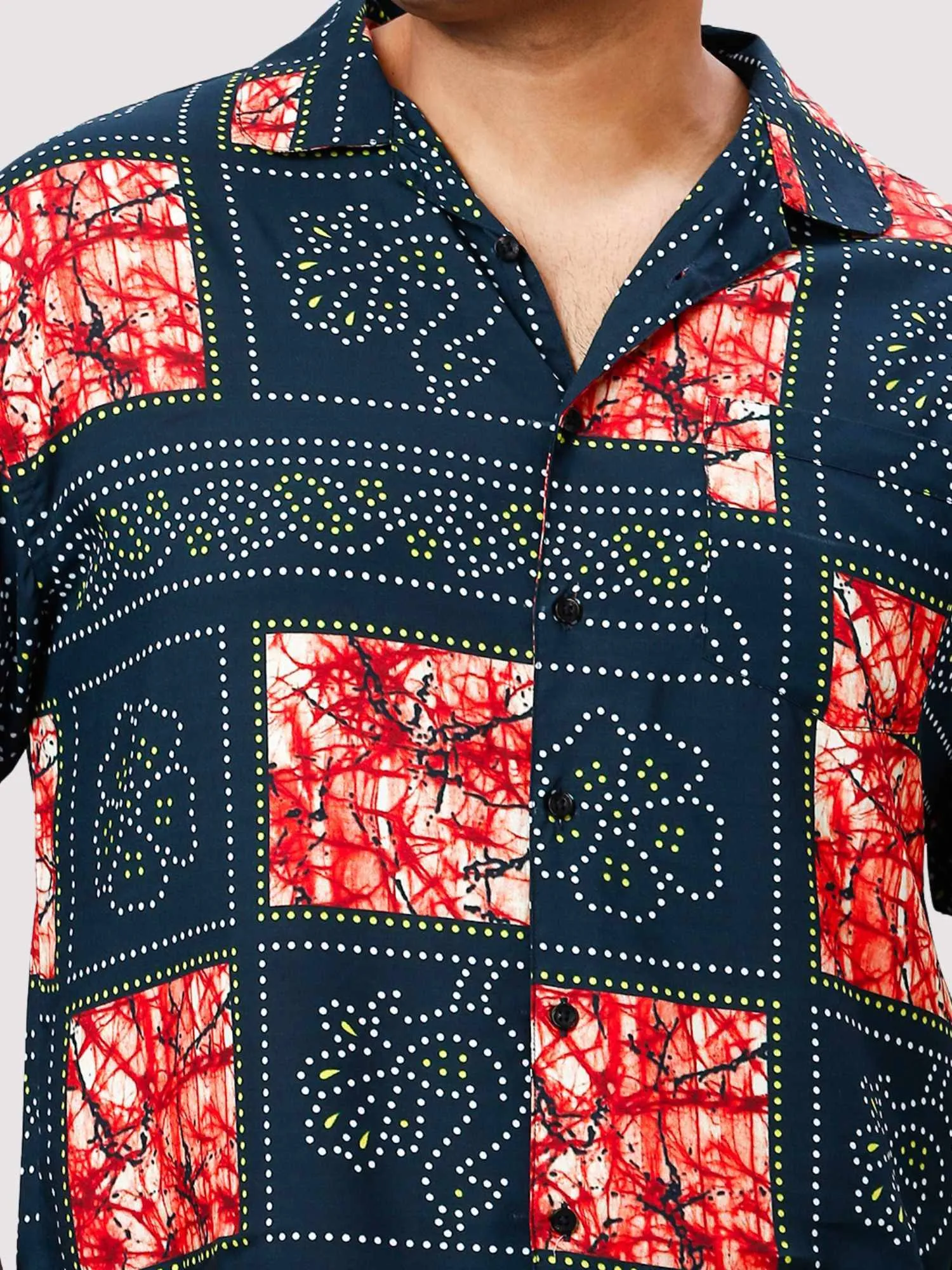 Flower Dots Digital Printed Full Co-ords Set Men's Plus Size