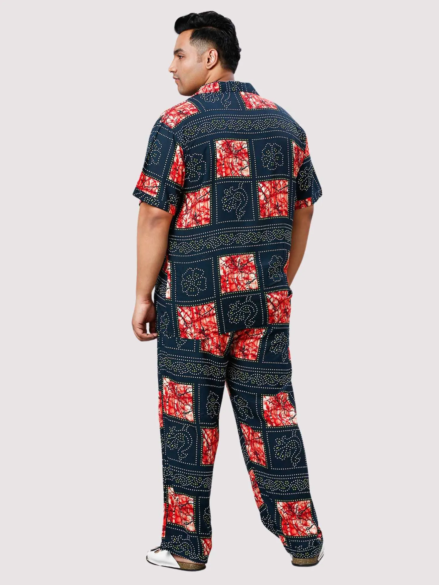 Flower Dots Digital Printed Full Co-ords Set Men's Plus Size