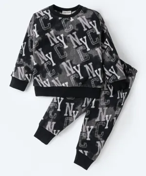 Graphic Polar Fleece Sweatshirt Jogger Set