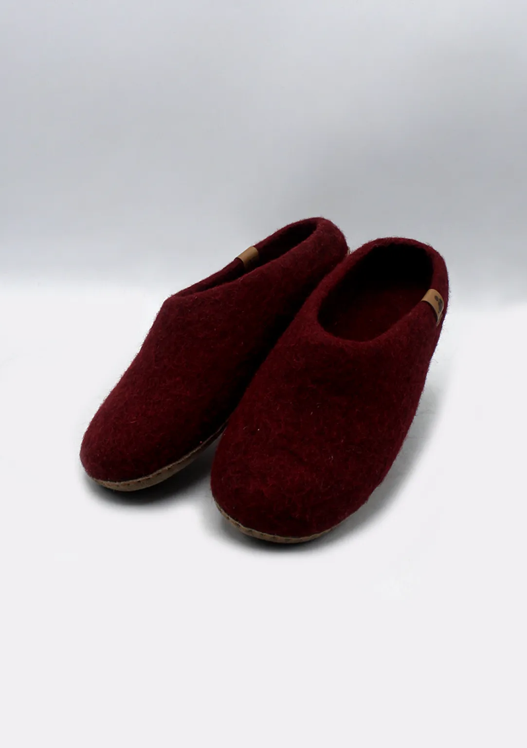 Handmade Wine Red Classic Felt Slippers