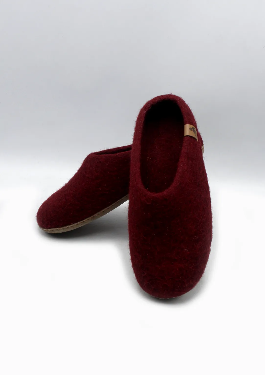 Handmade Wine Red Classic Felt Slippers