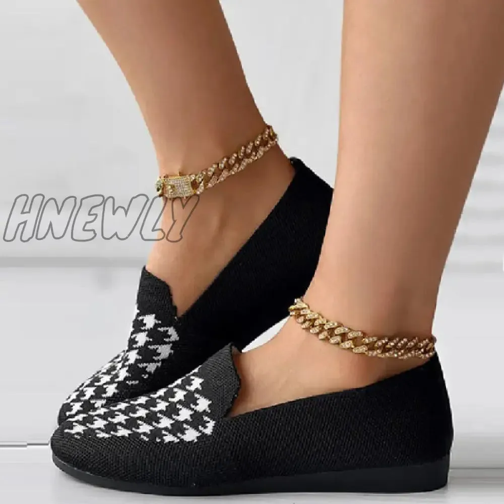 Hnewly - Black Casual Patchwork Round Comfortable Flats Shoes