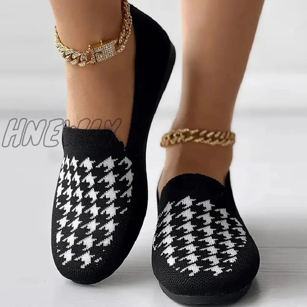 Hnewly - Black Casual Patchwork Round Comfortable Flats Shoes