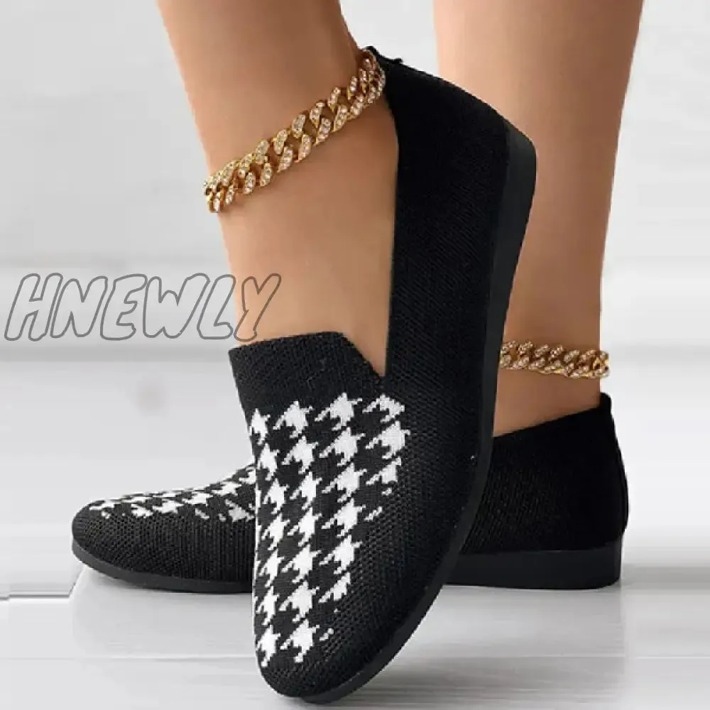 Hnewly - Black Casual Patchwork Round Comfortable Flats Shoes