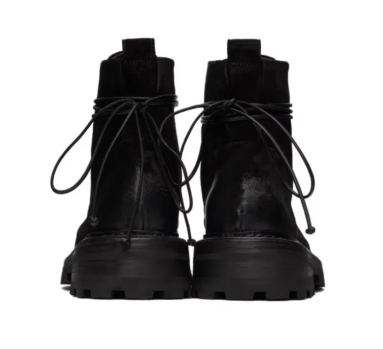 ISOZE THOCO HIGH TOP CHUNKY SOLE LEATHER BOOTS IN BLACK