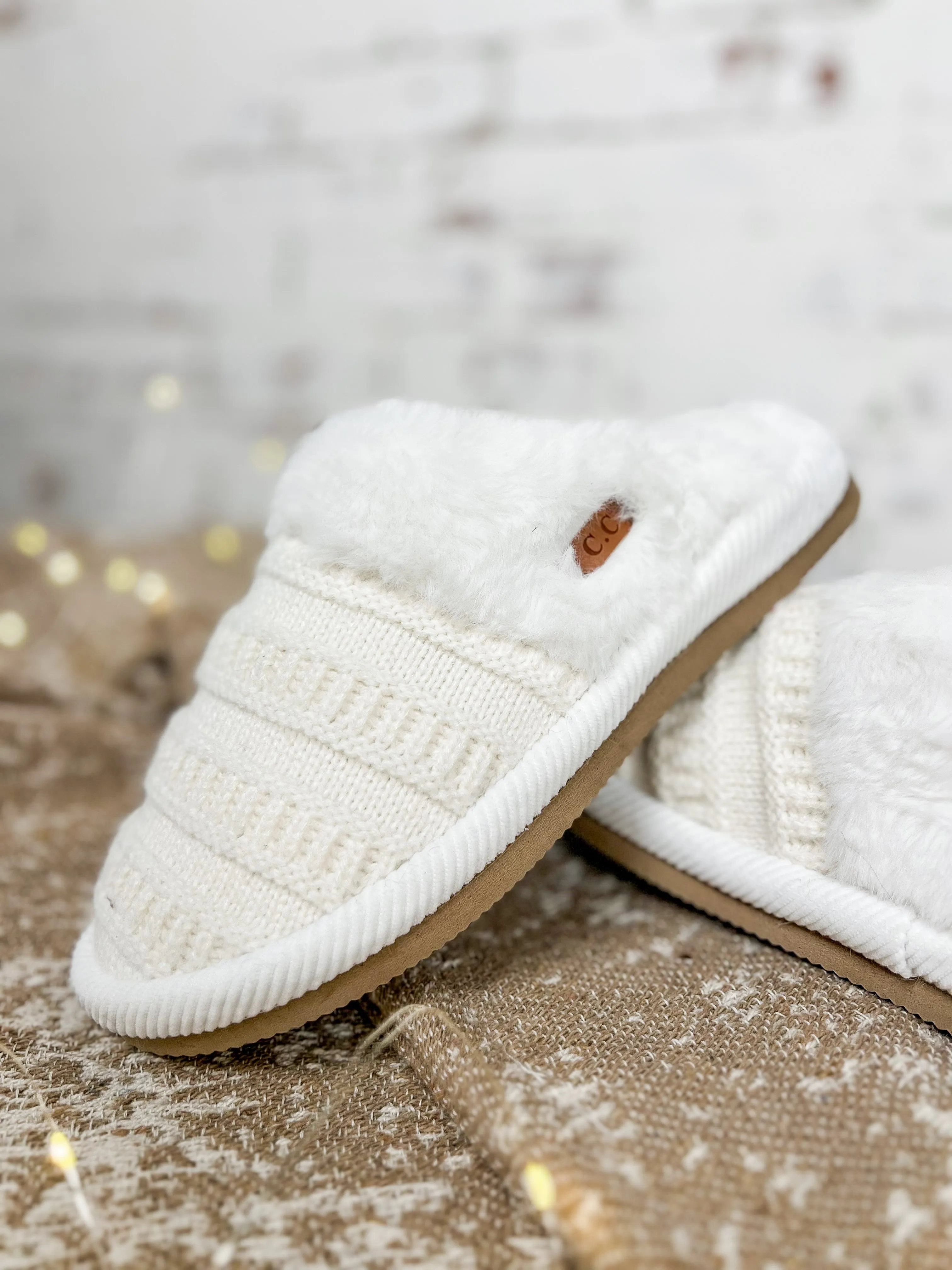 Ivory Fuzzy Slippers