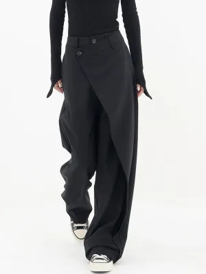 Ivyshape | Asymmetrical Baggy Pants