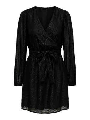 Jdyroxy L/s V-neck Wrap Dress Wvn - Zwart