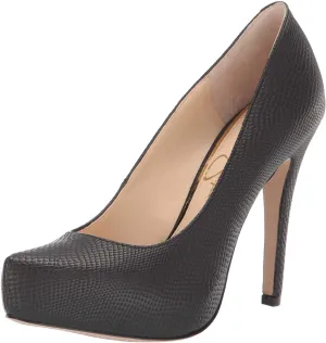 Jessica Simpson Parisah Pointed Toe Classic Black Snake Platform Dress Pumps