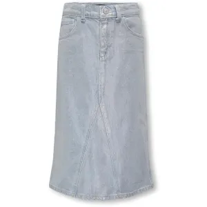 kids ONLY Light Blue Denim Canal Maxi Skirt Silver Denim Red Cro